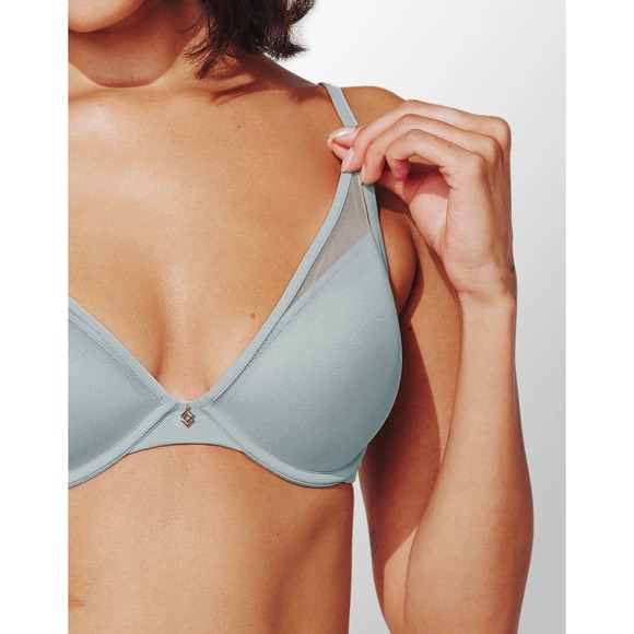 NEW ThirdLove Women's 24/7 Classic Uplift Plunge Bra 34C Frost Mesh Minimalist - Picture 2 of 14